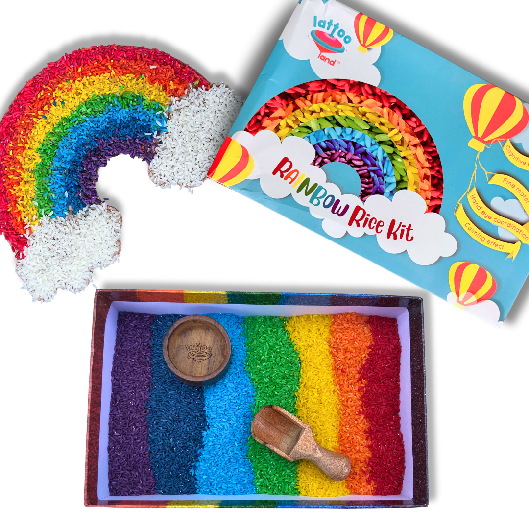 Rainbow Rice Sensory Play Kit for Kids |Colored activity Lattooland