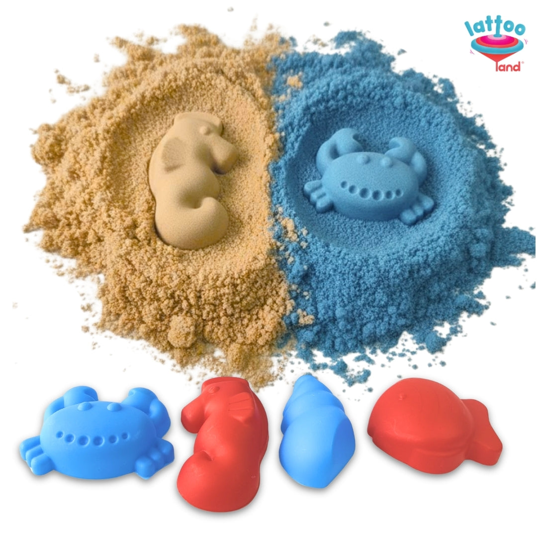 Magic Kinetic Sand with 5 Moulds | Creative Art & Craft Activity Kit | Sensory Play & Learning Toy for Kids | Montessori Fine Motor Skills Play Set | 2 KG