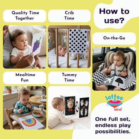 Hello Wonder High Contrast Flash Cards for Babies & Infants 0–12 Months | Black & White Visual Stimulation Sensory Cards with Baby - Safe Mirror | Newborn Tummy Time Toy | Baby Shower Gifts