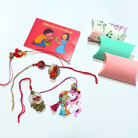 Complete Family Rakhi Combo | Rakhi Set for Bhaiya, Bhabhi & Kids