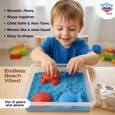 Magic Kinetic Sand with 5 Moulds | Creative Art & Craft Activity Kit | Sensory Play & Learning Toy for Kids | Montessori Fine Motor Skills Play Set | 2 KG