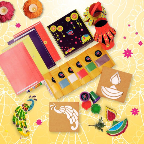 Diwali Kit | DIY Lantern activity | Diya making activity | Rangoli with stencils | For kids and adults