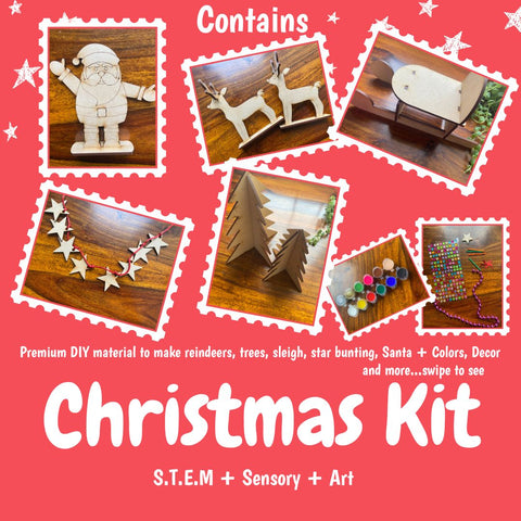 Snow Wonderland Kit - DIY 3D puzzles, Snow, Art activity for kids | Make Snowman | Make Santa, sledge, reindeer, xmas tree | Paint - Best Sensory Christmas Gifts For Kids