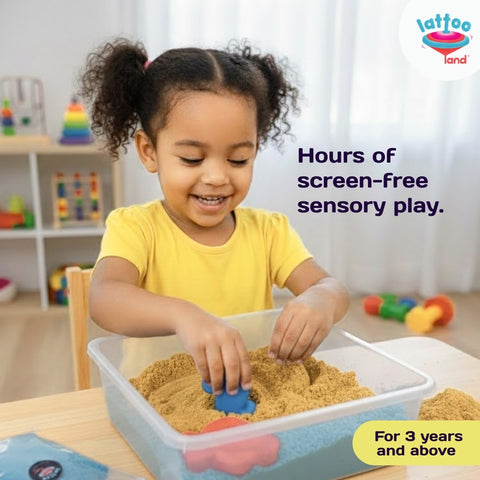 Magic Kinetic Sand with 5 Moulds | Creative Art & Craft Activity Kit | Sensory Play & Learning Toy for Kids | Montessori Fine Motor Skills Play Set | 2 KG