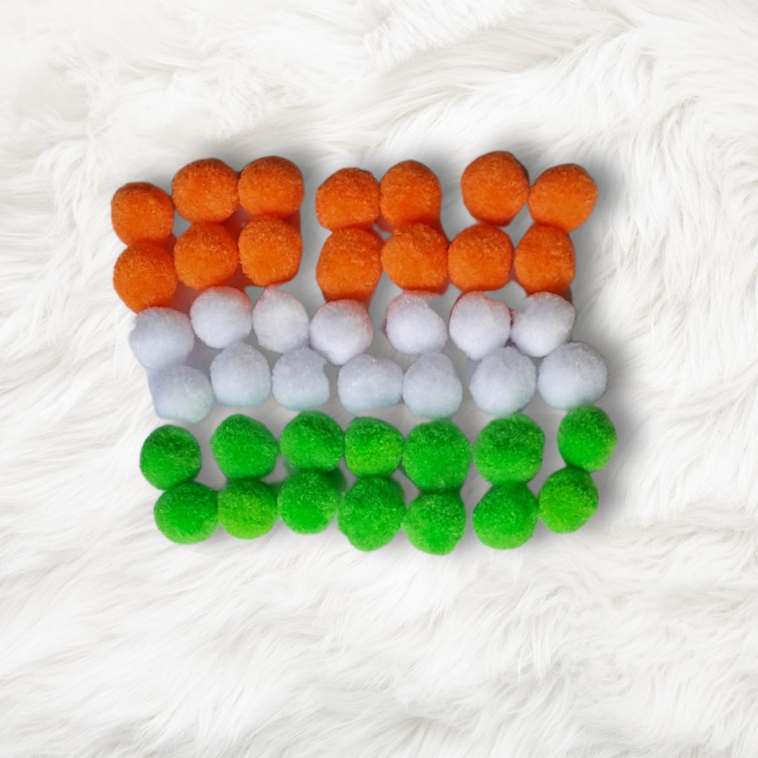 Pompoms for kids for play in India tricolor saffron white green