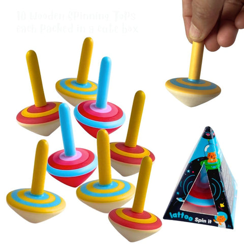 Best Wooden Spinning Tops Toy | Safe & Learning Lattu Set of 3 Motor Skill Toys | Return Gift for Toddlers