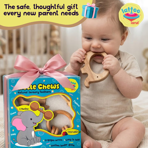 Wooden Teether | Teething toys for 3 month -12 month baby | Gum Soothers