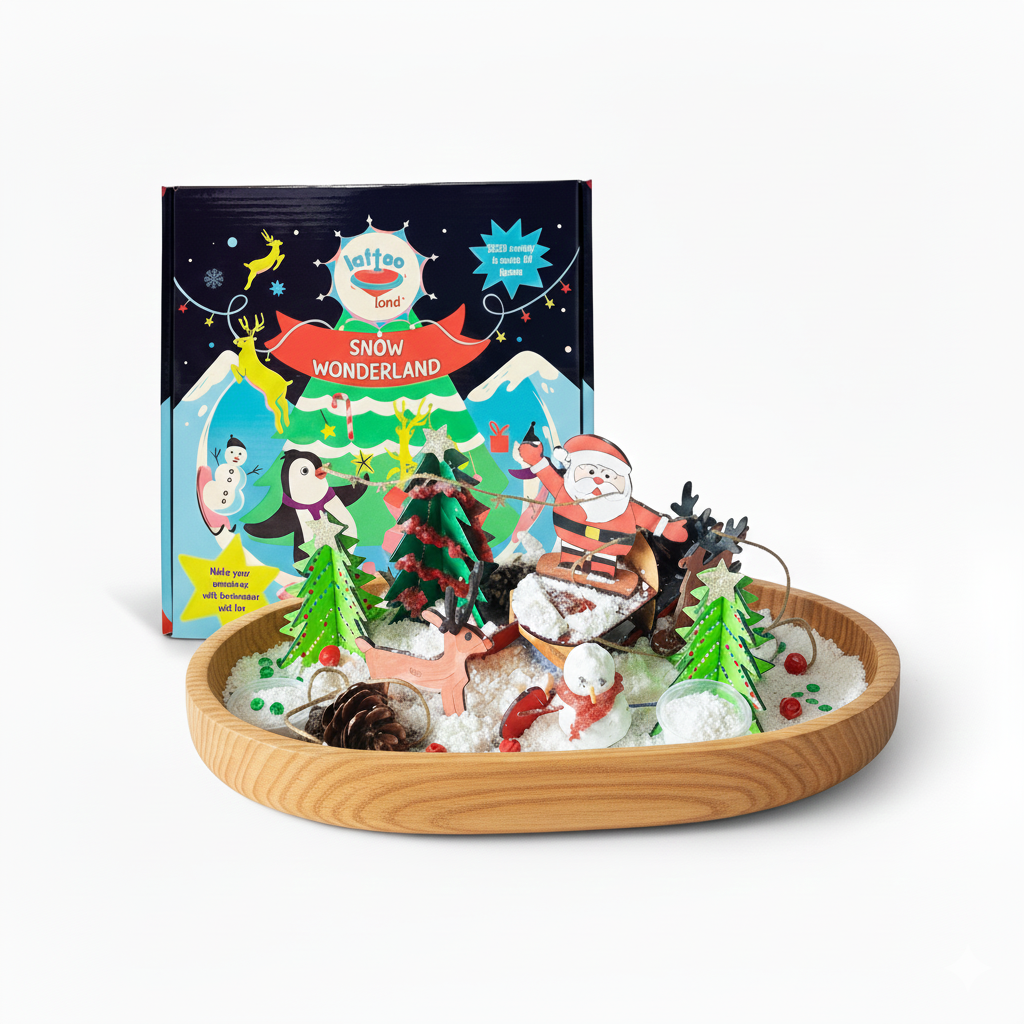 Snow wonderland playset with Lattooland packaging on a white background