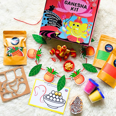 DIY Ganesha Kit: Make eco Ganpati, Rangoli, Toran, Stamp | For Kids and Adults