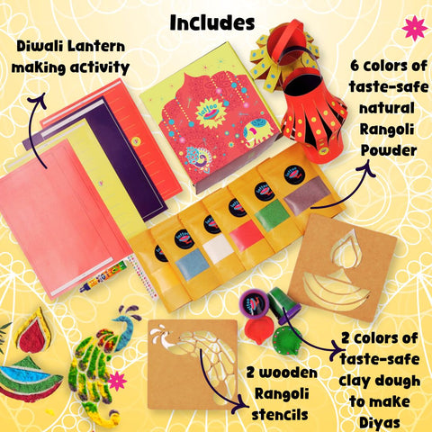 Diwali Kit | DIY Lantern activity | Diya making activity | Rangoli with stencils | For kids and adults