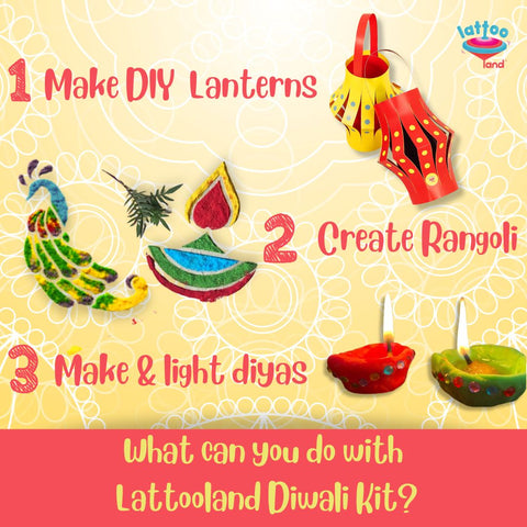 Diwali Kit | DIY Lantern activity | Diya making activity | Rangoli with stencils | For kids and adults