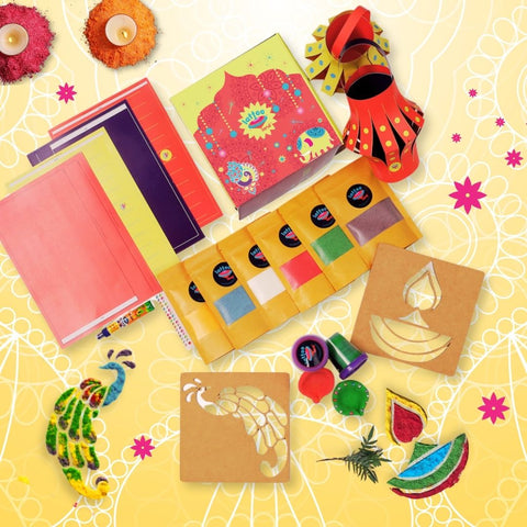 Diwali Kit | DIY Lantern activity | Diya making activity | Rangoli with stencils | For kids and adults