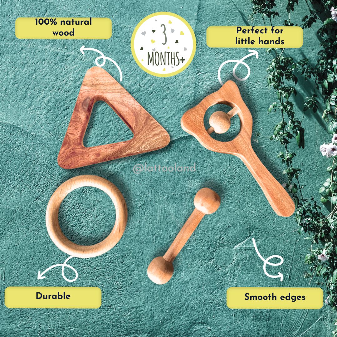 Wooden Teether Teething toys for month -12 month baby Gum Soothers