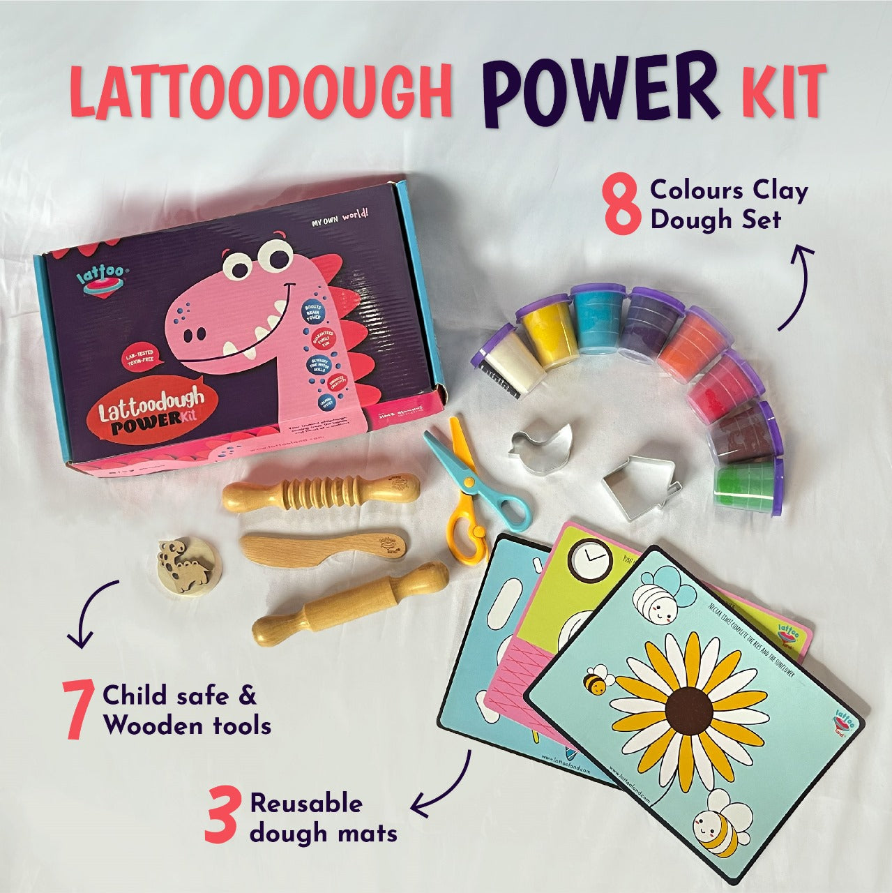 Non-toxic play dough kit for kids, featuring a complete set with tools that encourage imaginative play.