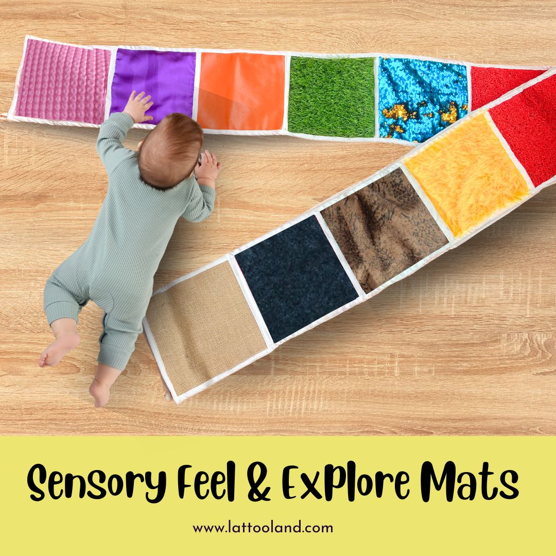 Sensory mat designed for children with autism, featuring various textures and interactive elements to support sensory development, focus, and calming activities.