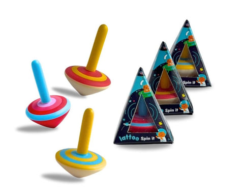 Best Wooden Spinning Tops Toy | Safe & Learning Lattu Set of 3 Motor Skill Toys | Return Gift for Toddlers