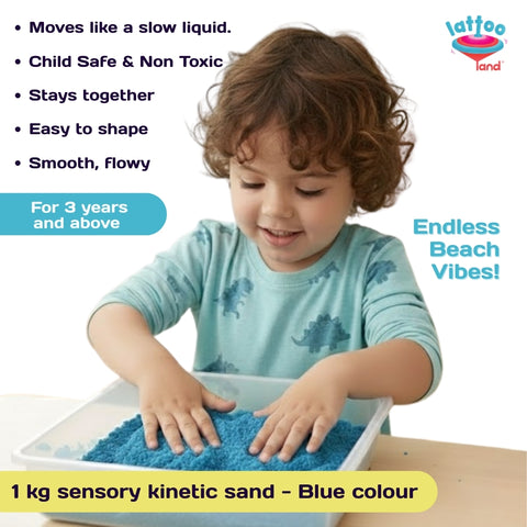 Blue non-toxic kinetic sand for kids sensory play, smooth moldable and non-sticky play sand for creative learning activities