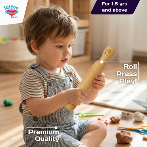 Child sized wooden rolling pin designed for toddlers and preschoolers
