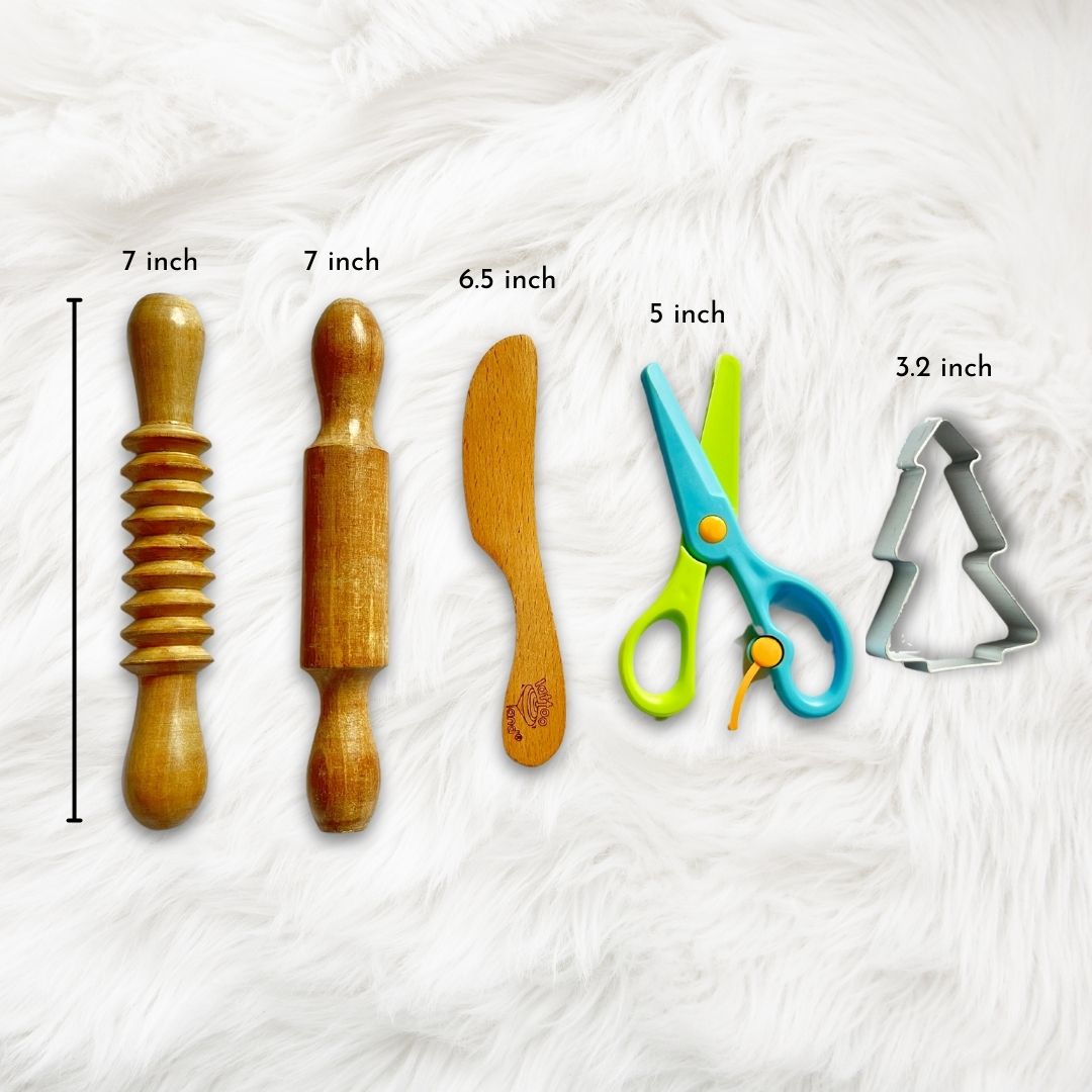 Complete play dough tool set with rolling pins, cutters, and creative tools for endless fun and learning. Kid size tools for play clay, playdoh clay, dough and clay