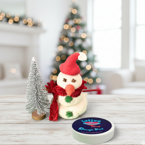 Make Snowman with play dough jar christmas themed