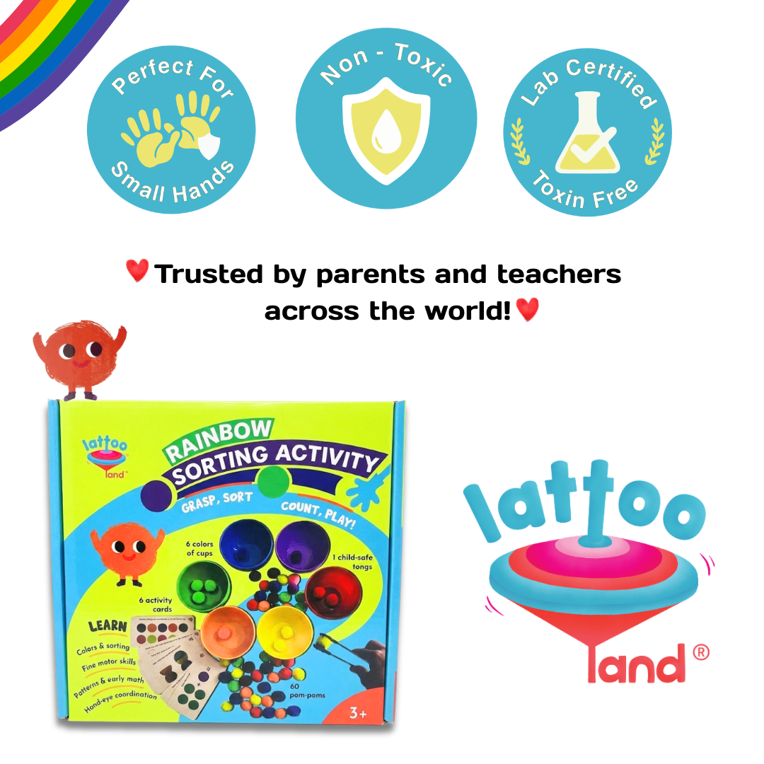 Rainbow Sorting Activity Toys used in a preschool classroom learning center.