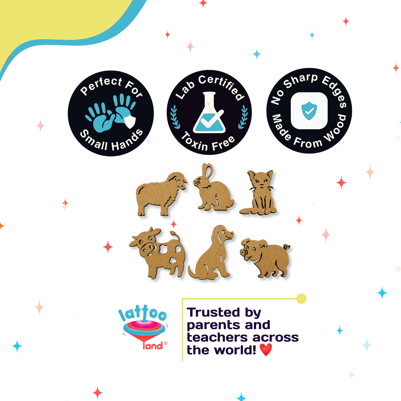 Lab certified non-toxic wooden farm animals safe for small hands