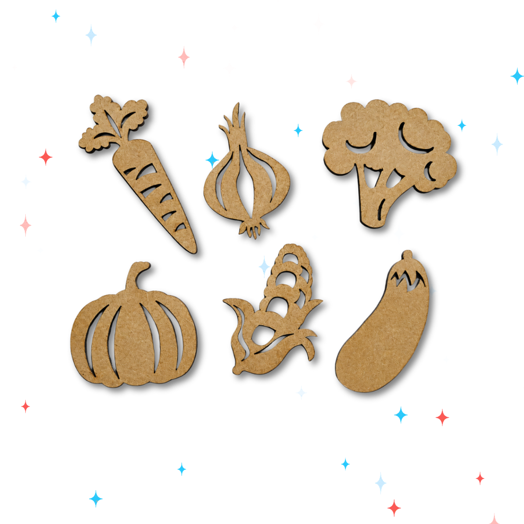 Wooden vegetable cutouts for kids Montessori toy