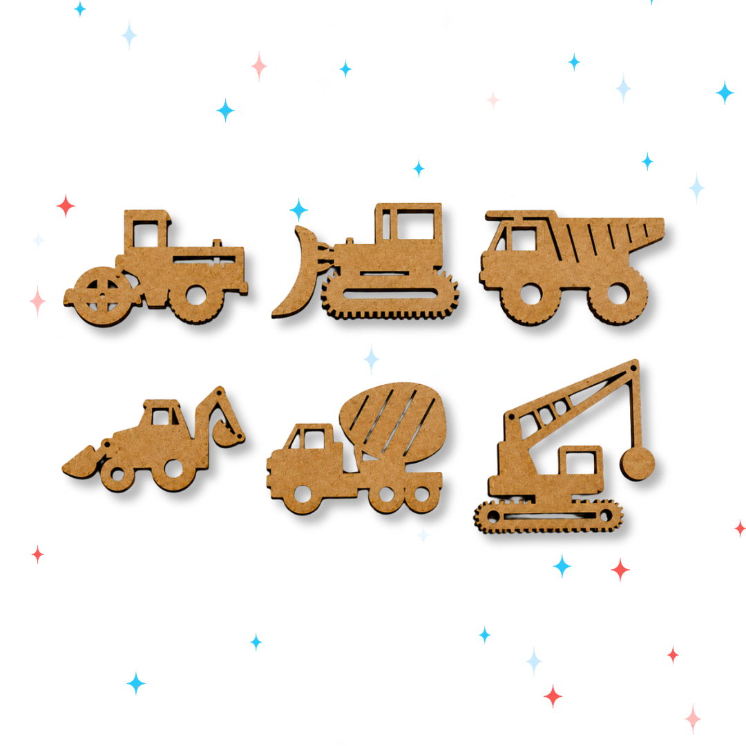 Wooden construction vehicle cutouts for kids Montessori toy