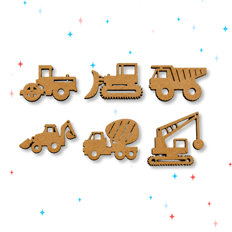 Wooden construction vehicle cutouts for kids Montessori toy