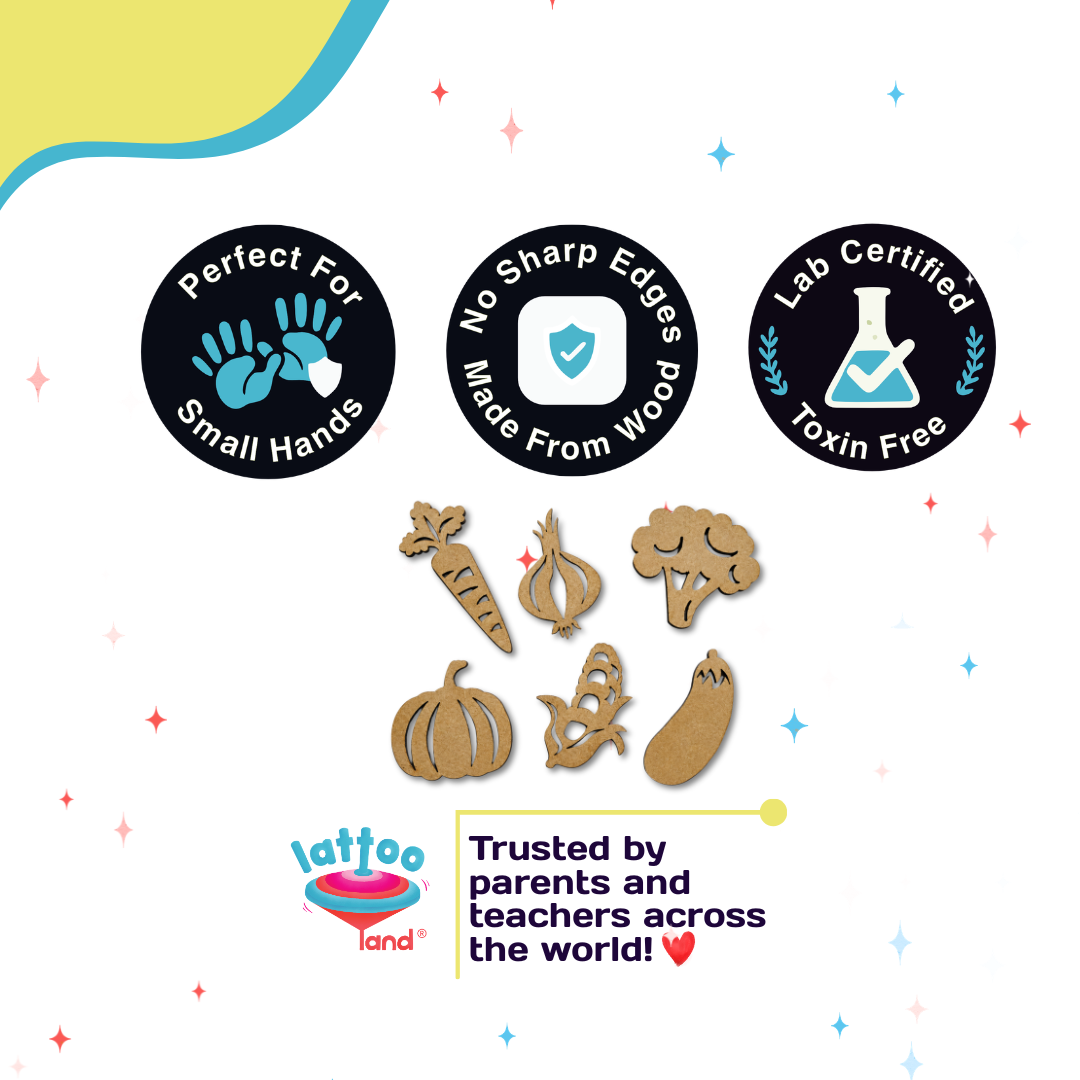 Lab certified non-toxic wooden vegetables safe for small hands