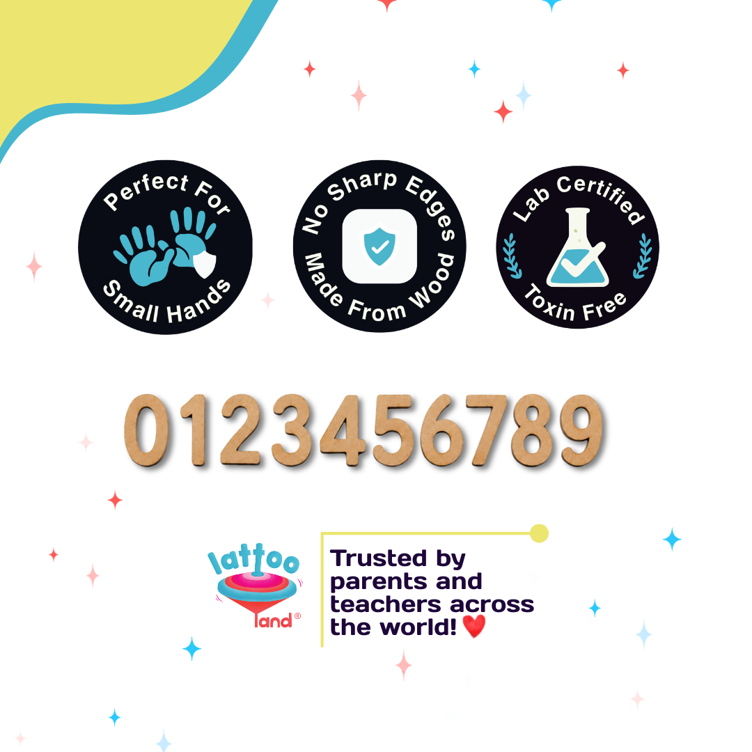 Lab certified non-toxic wooden numbers safe for small hands