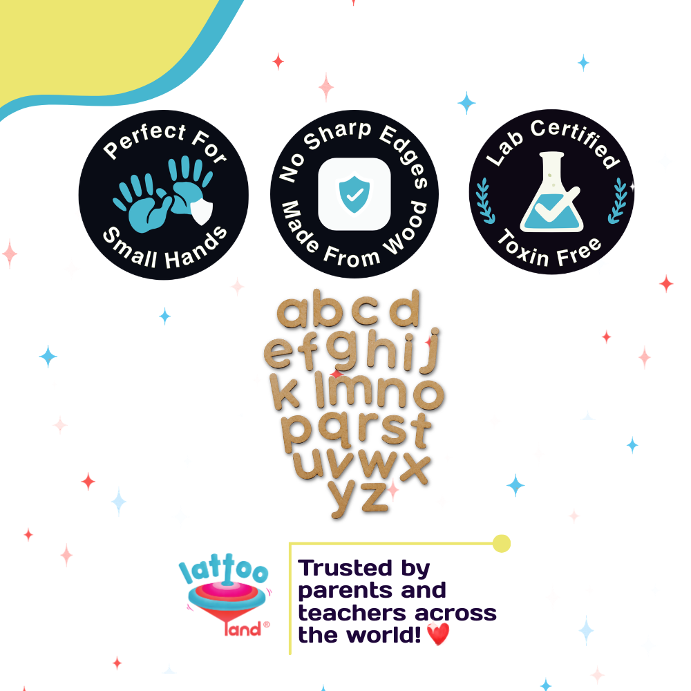 Lab certified non-toxic wooden small alphabet safe for small hands