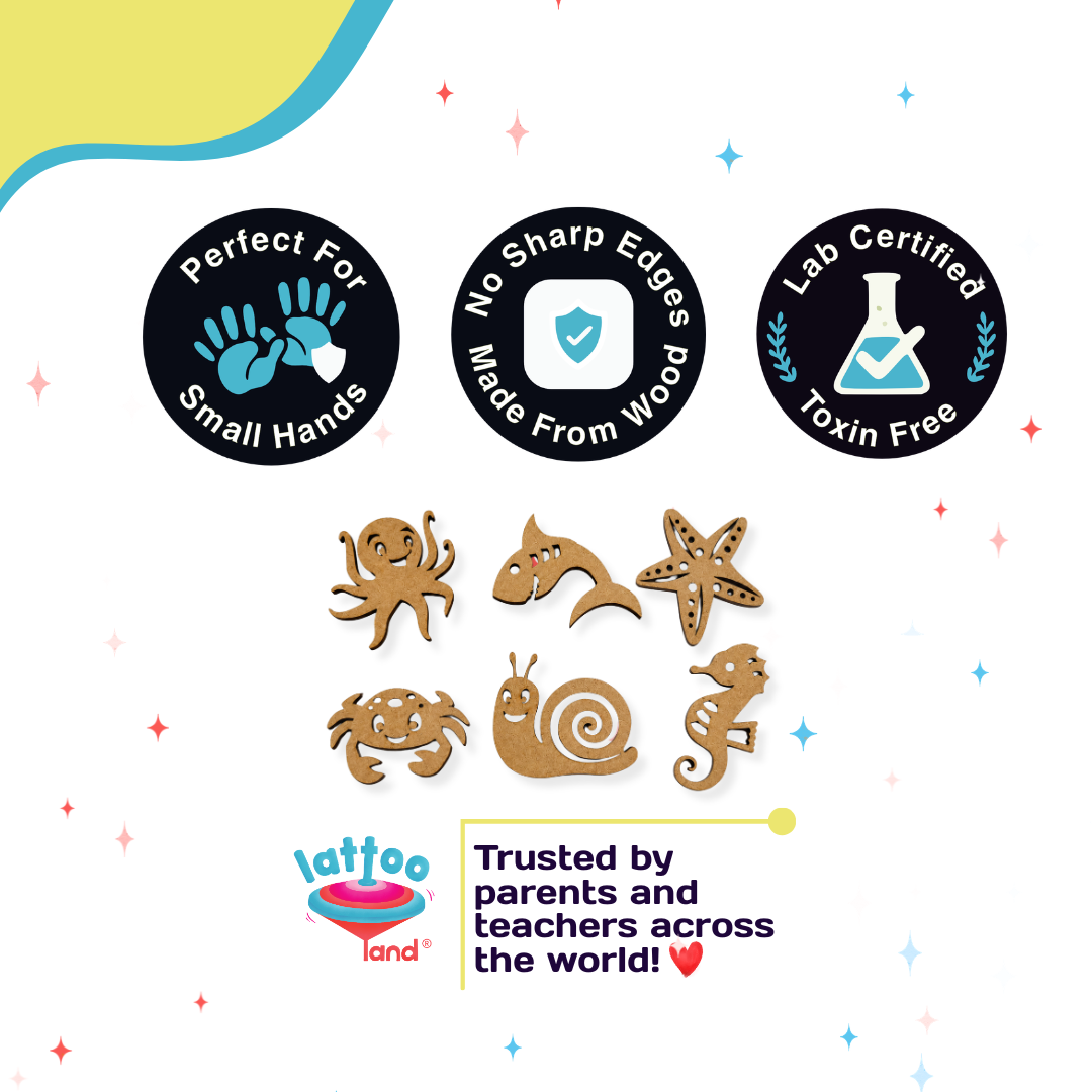 Lab certified non-toxic wooden sea animals safe for small hands