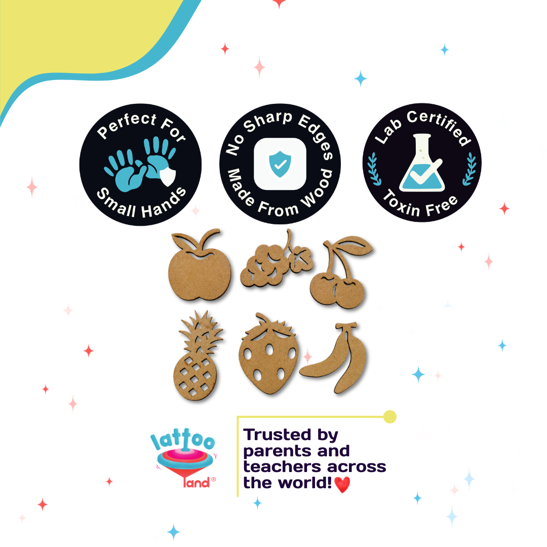 Lab certified non-toxic wooden fruits safe for small hands