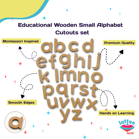 Educational wooden small alphabet cutouts set Montessori inspired