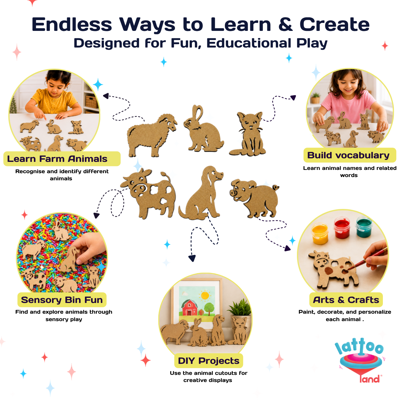 Farm animals learning and pretend play