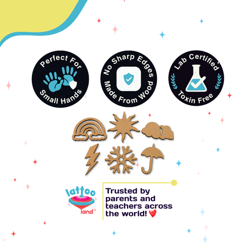 Lab certified non-toxic wooden weather cutouts safe for small hands