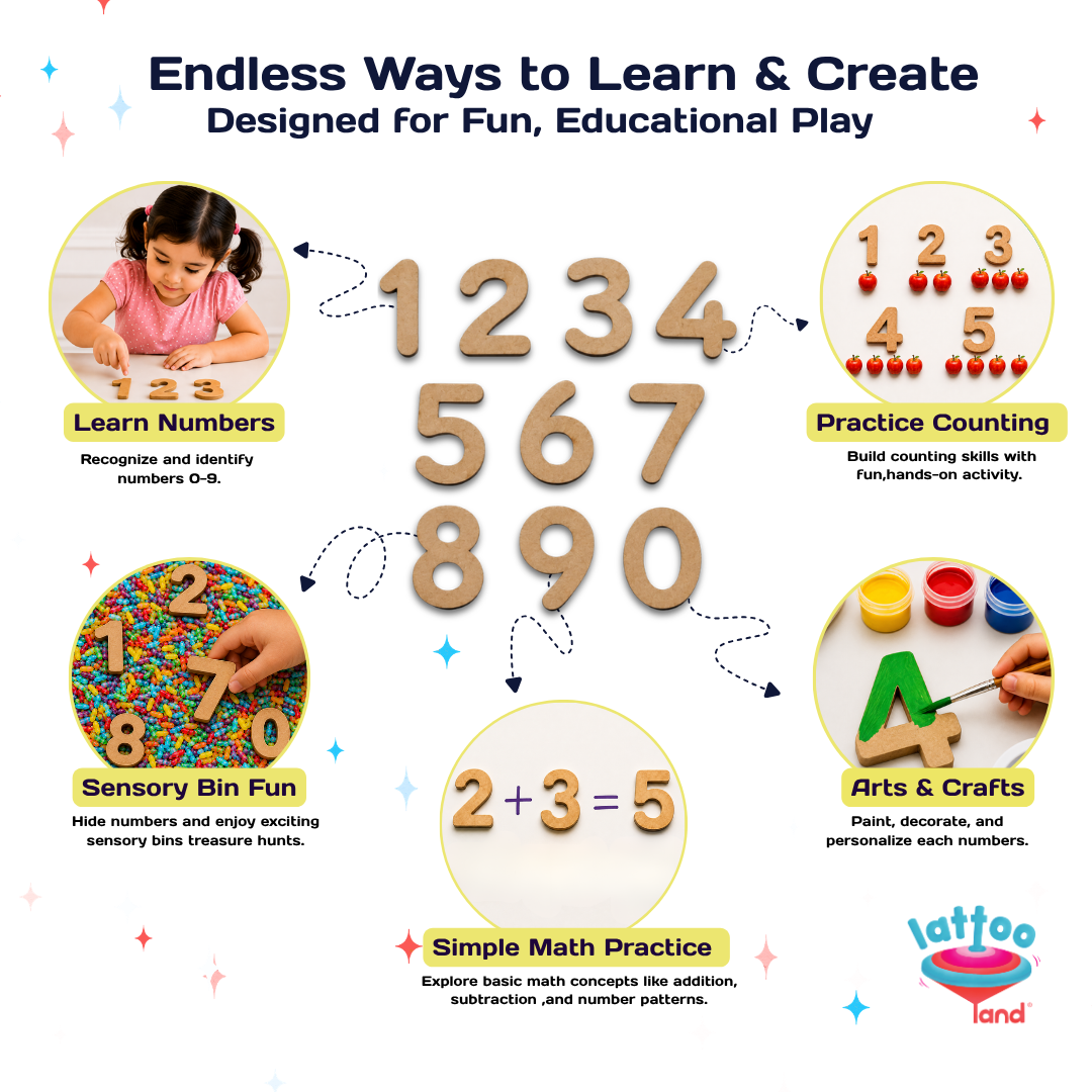 Counting and maths practice wooden numbers