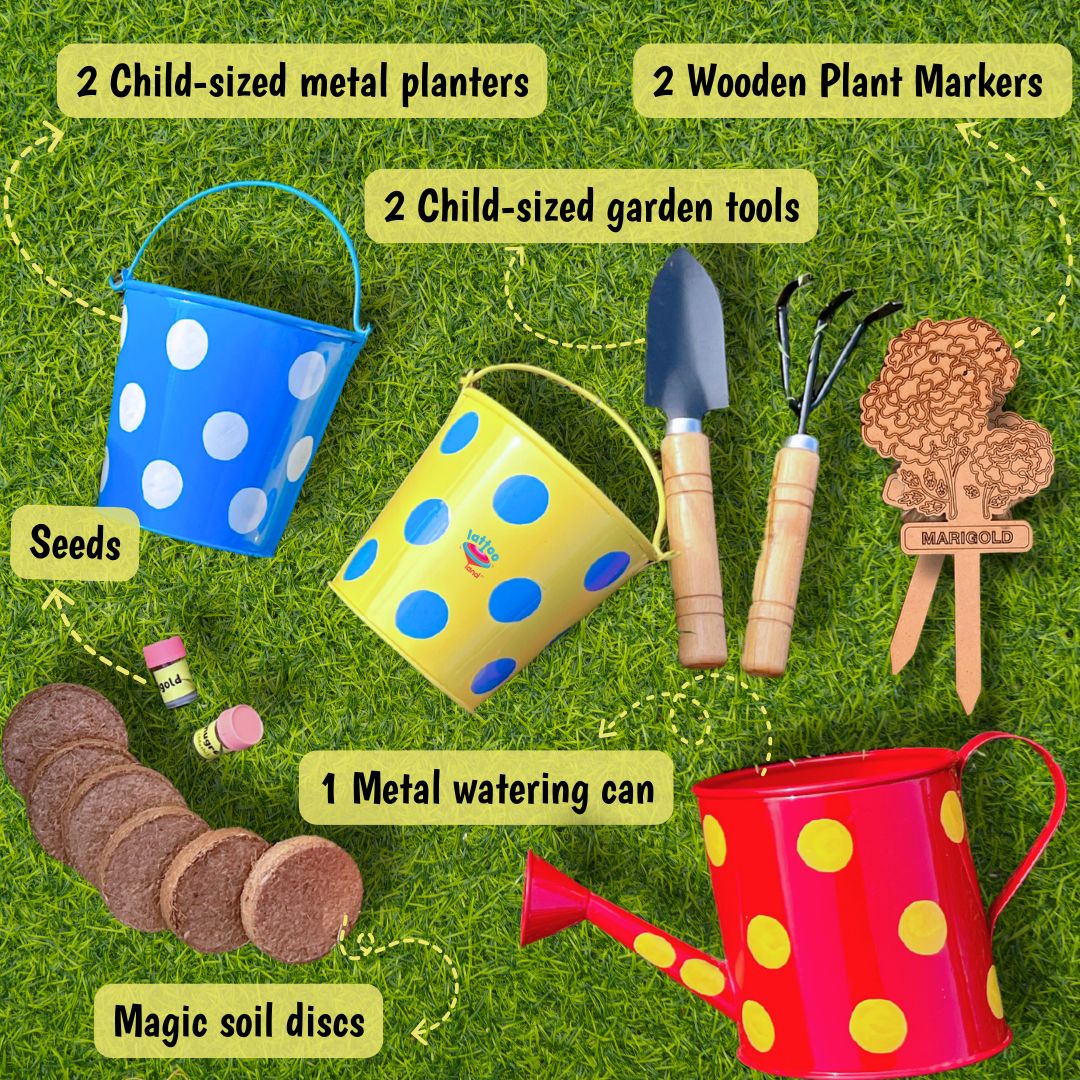 Educational gardening toy for kids that encourages planting, STEM learning, and responsibility.
Image Name: gardening-gift-kit-for-children