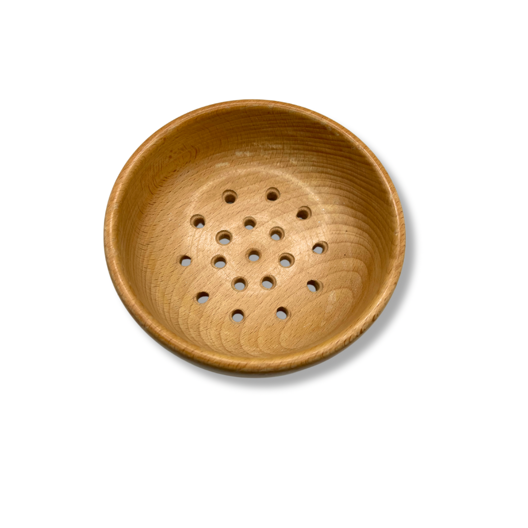  Educational wooden sensory sieve designed for sorting and sensory play activities.