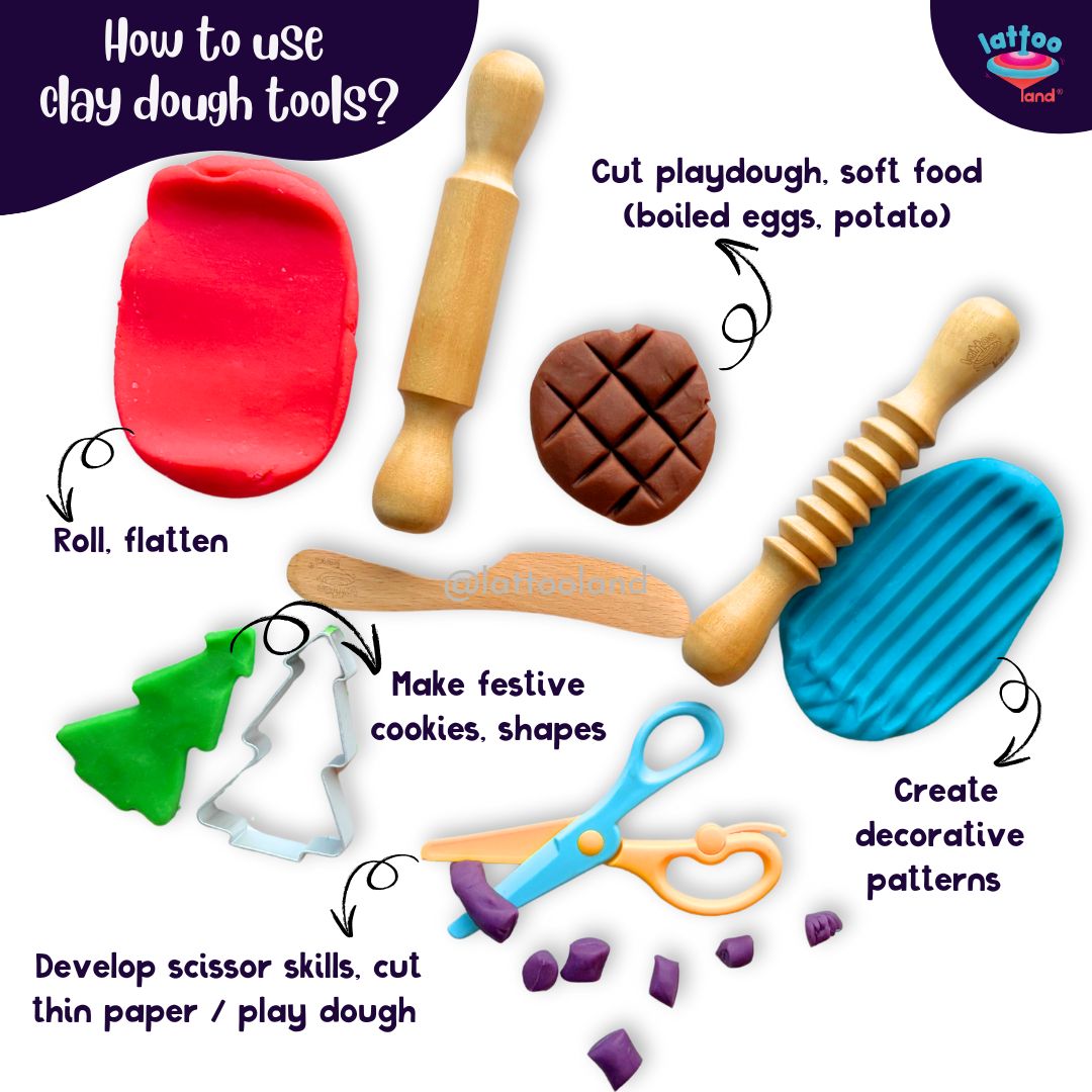  Educational play dough tools for preschoolers, designed to enhance motor skills and creativity. Knife toy, scissor toy, play doh tools set for children 3 year olds