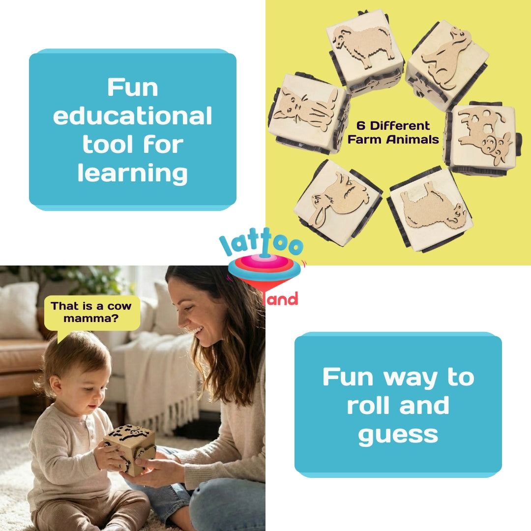 eco friendly wooden farm animal stamp cube for creative kids learning