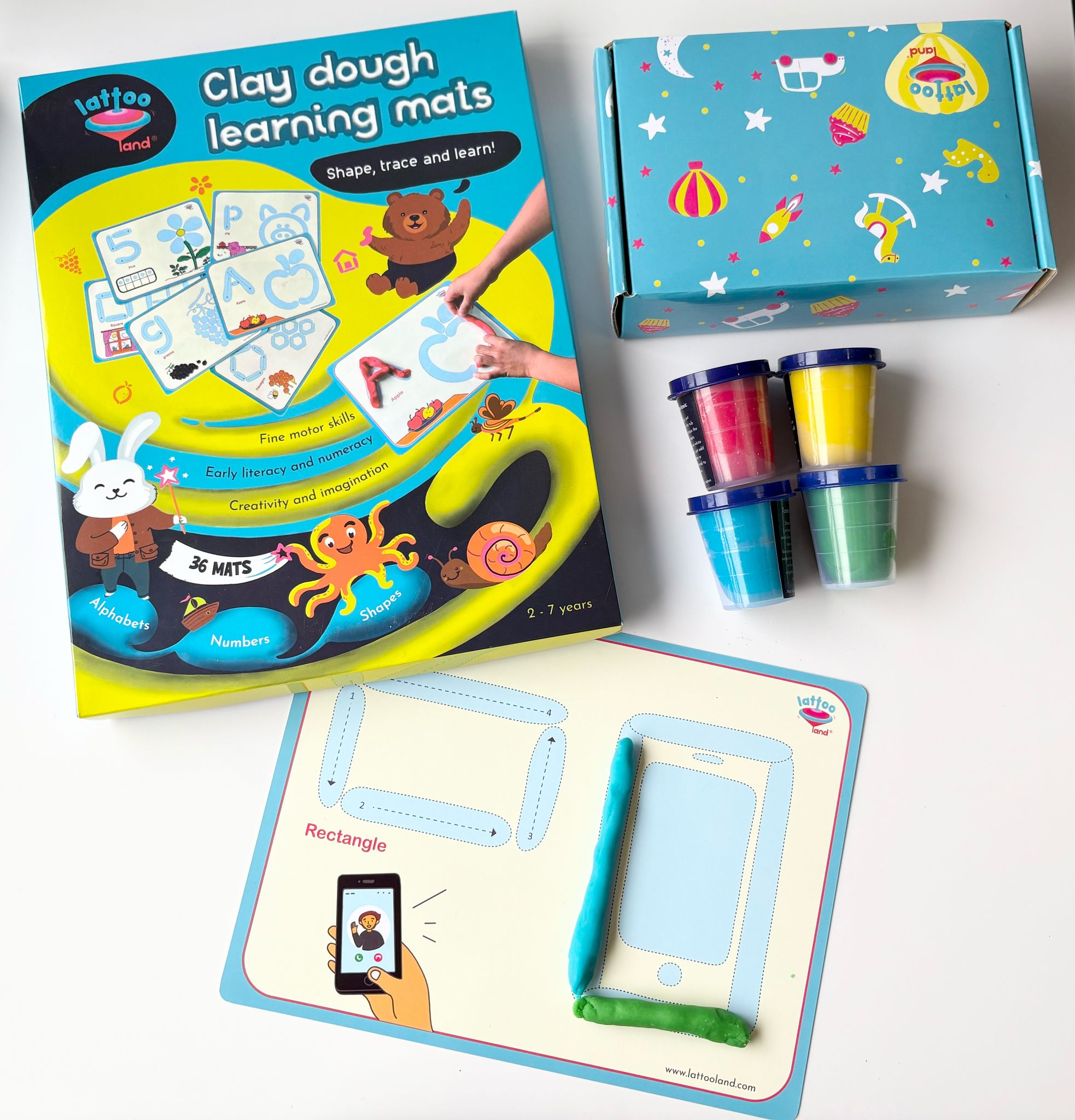  Number flashcards alongside playdough numerals crafted by a child