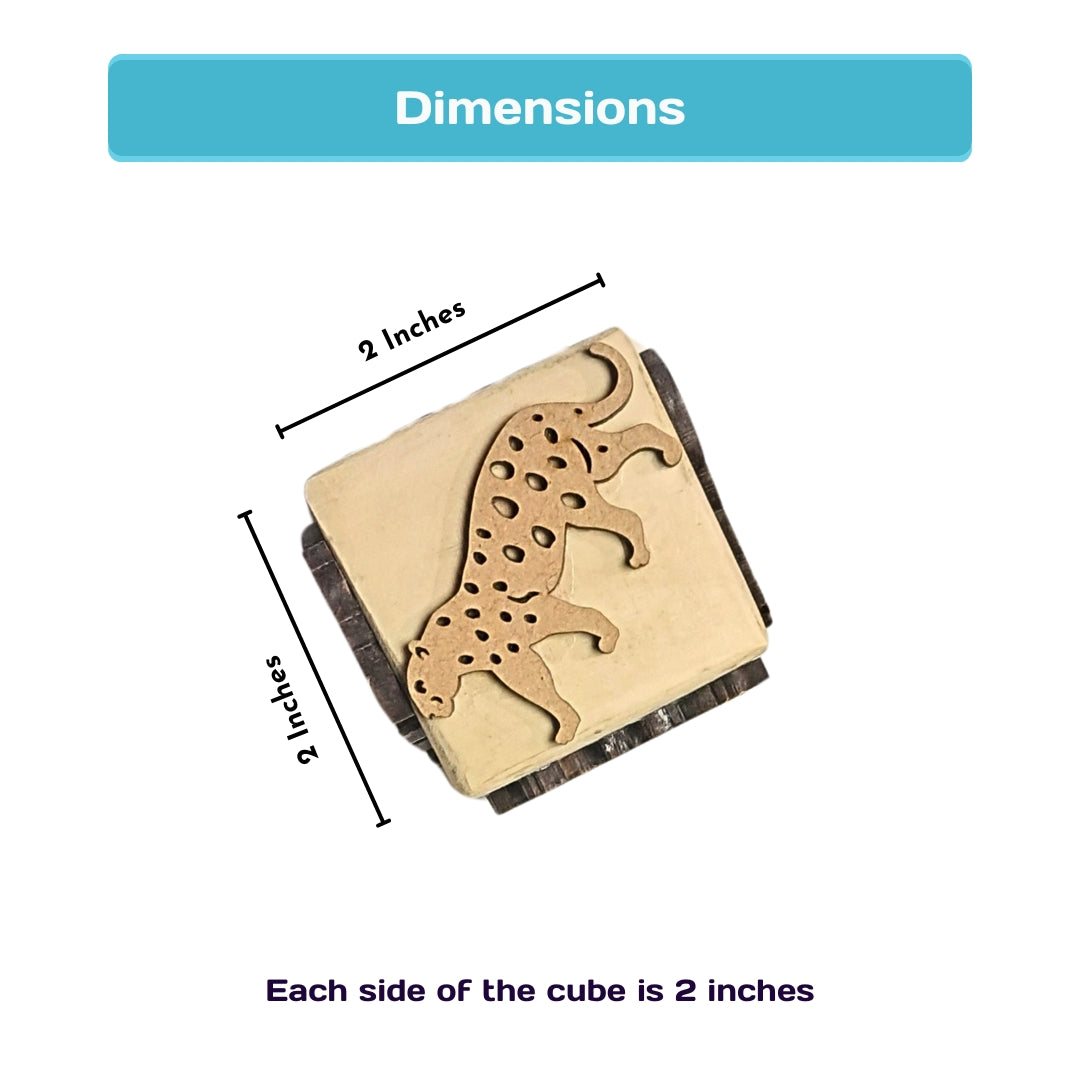 Educational wooden stamp dice featuring forest animals for creative play.