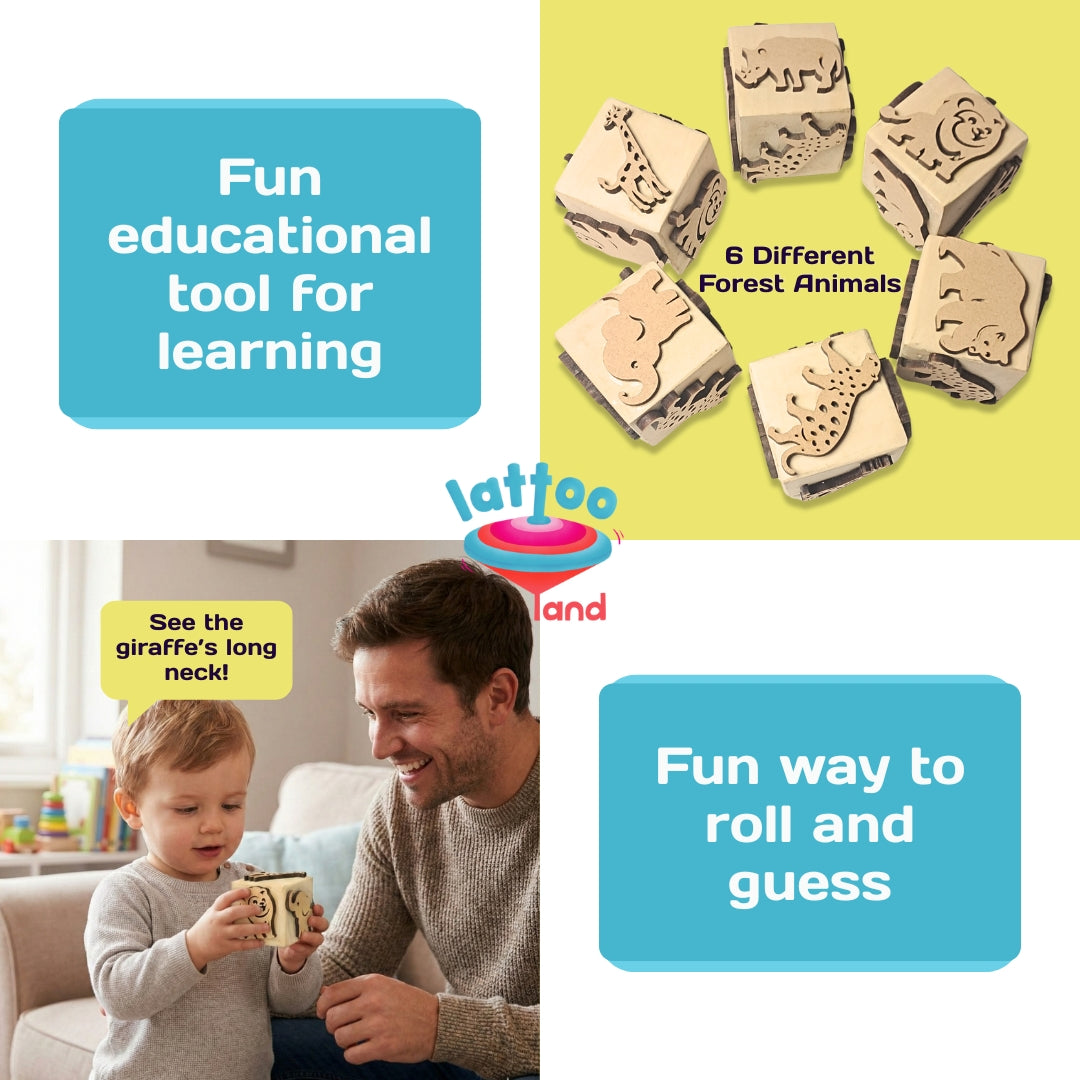 Forest animal stamps for kids wooden educational toy for creative play on paper, play dough, and clot