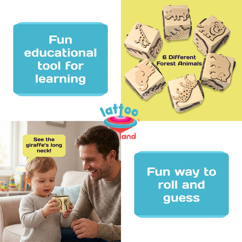Forest animal stamps for kids wooden educational toy for creative play on paper, play dough, and clot