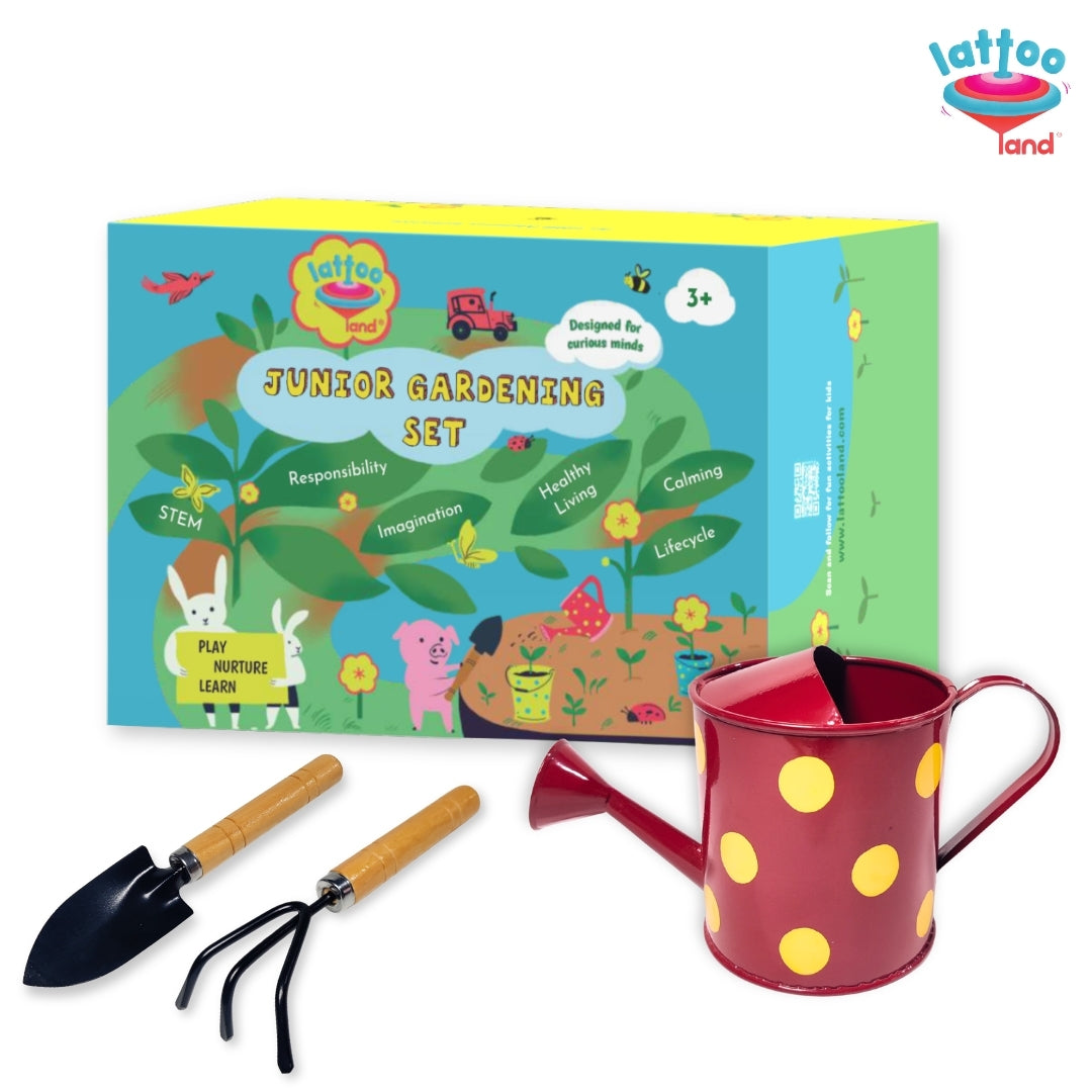 Colorful gardening tools for kids designed for digging, planting and watering plants