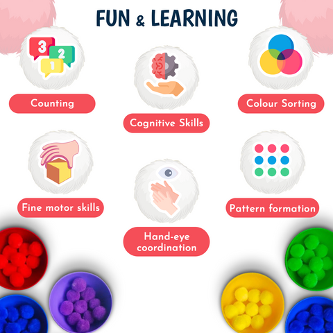 Interactive learning rainbow sorting set for kids encouraging independent play and problem solving