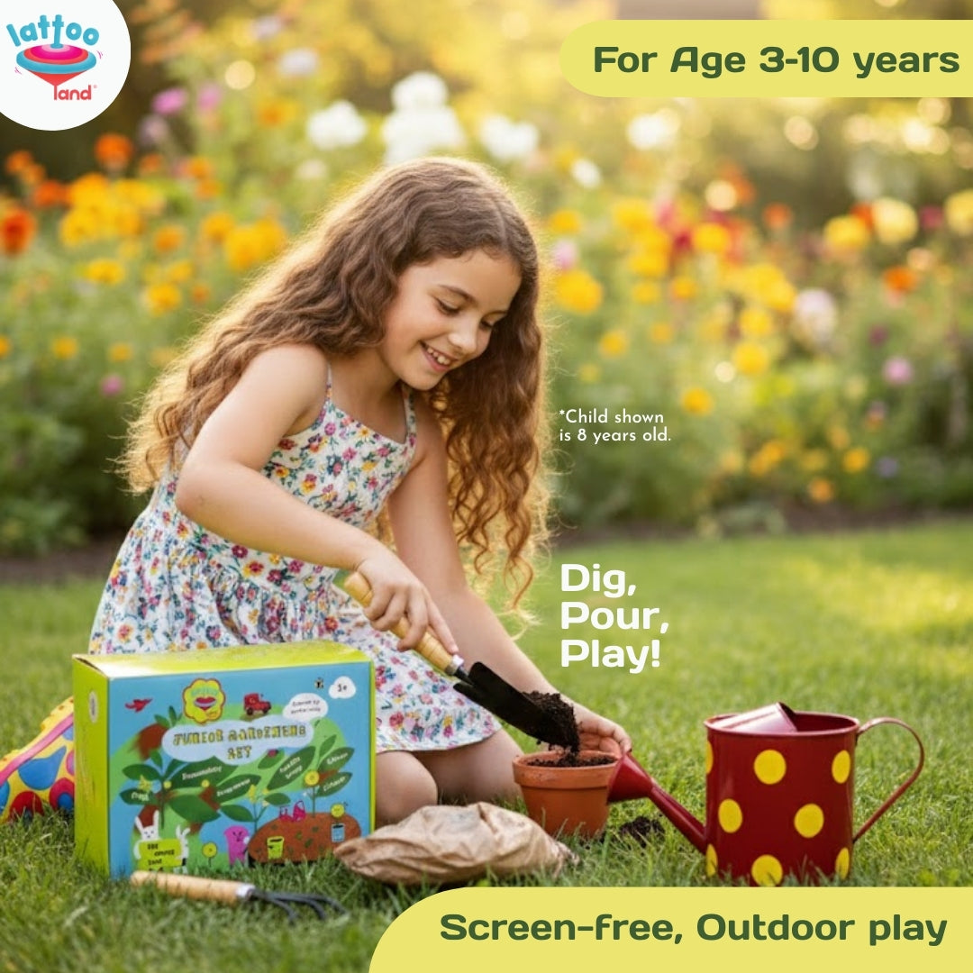 Multi-purpose kids beach and garden play tool set for digging sand and planting seeds