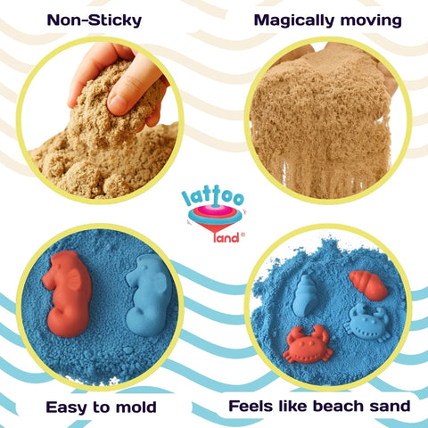 Kids playing with kinetic sand using fun mould shapes